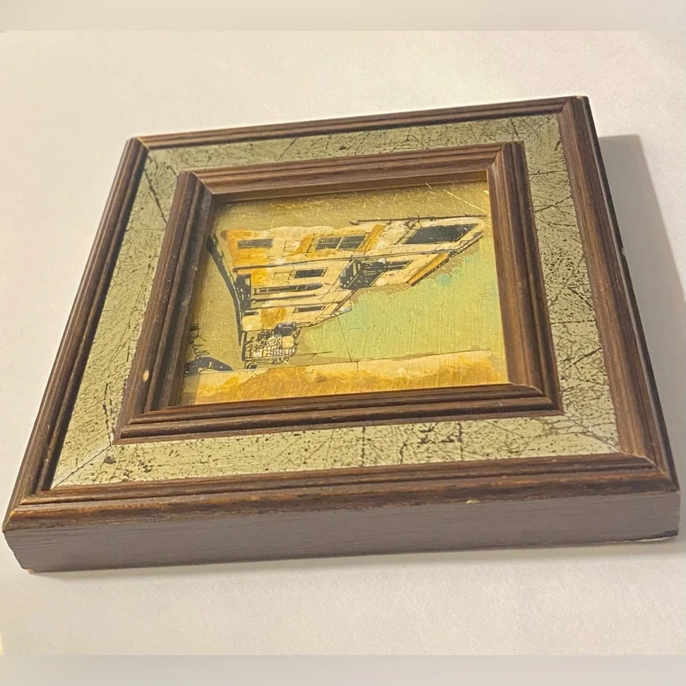 Mini Picture Hand Painted 23 K Gold Leaf Signed Italian Florentine Wall Gallery